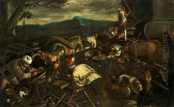 La Costruzione Dell'arca Di Noe Oil Painting by Francesco Bassano the Younger