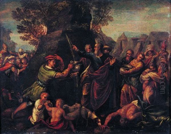 Le Frappement Du Rocher Oil Painting by Francesco Bassano the Younger