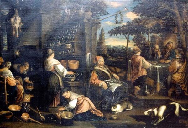 Le Repas Chez Marthe Et Marie Oil Painting by Francesco Bassano the Younger