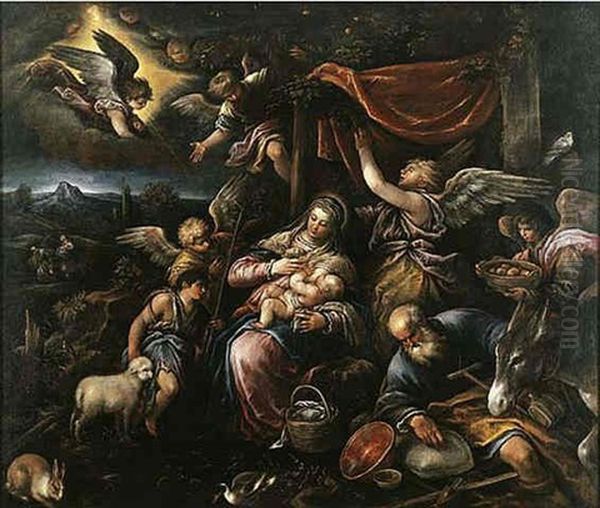 The Rest On The Flight Into Egypt Oil Painting by Francesco Bassano the Younger