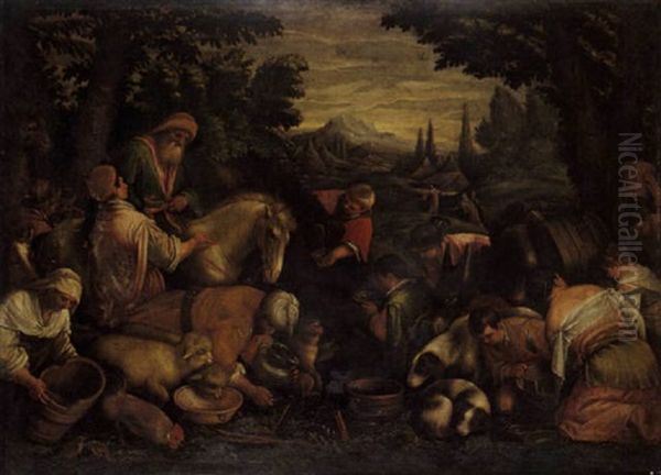 Les Israelites Recevant L'eau Miraculeuse by Francesco Bassano the Younger