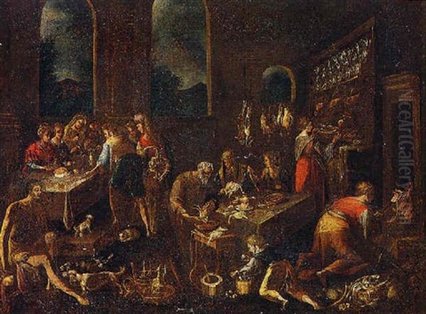 Cucina (cristo In Casa Di Marta?) Oil Painting by Francesco Bassano the Younger