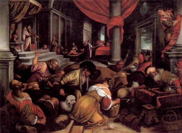 Jesus Vertreibt Die Handler Aus Dem Tempel Oil Painting by Francesco Bassano the Younger