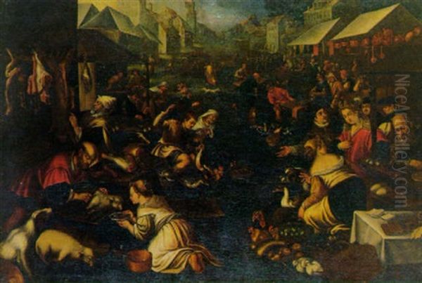 Grosses Marktstuck Oil Painting by Francesco Bassano the Younger