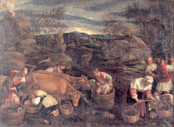 Scene De Vendanges Oil Painting by Francesco Bassano the Younger