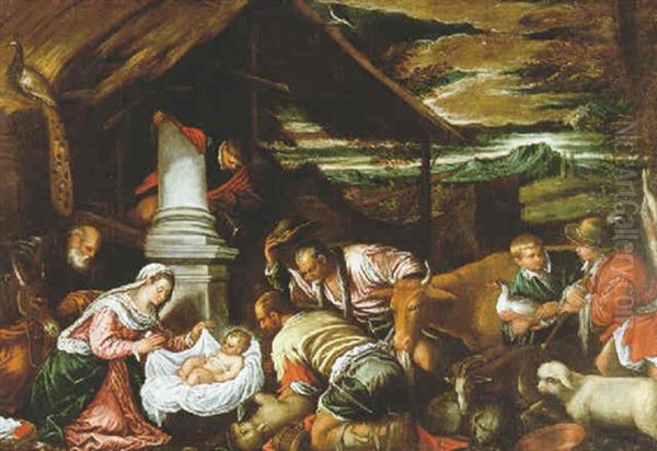 Adoracion De Los Pastores Oil Painting by Francesco Bassano the Younger