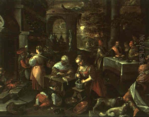 Lazarus At The Feast Of Dives Oil Painting by Francesco Bassano the Younger