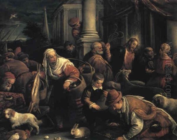 Christus Vertreibt Die Handler Aus Dem Tempel Oil Painting by Francesco Bassano the Younger