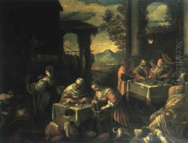 Banchetto Oil Painting by Francesco Bassano the Younger