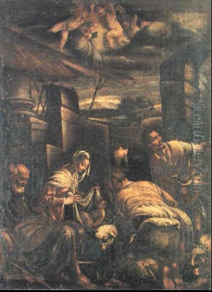 La Nativit. Oil Painting by Francesco Bassano the Younger