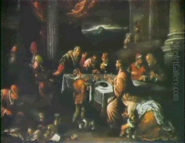 Christ In The House Of Simon The Pharisee Oil Painting by Francesco Bassano the Younger