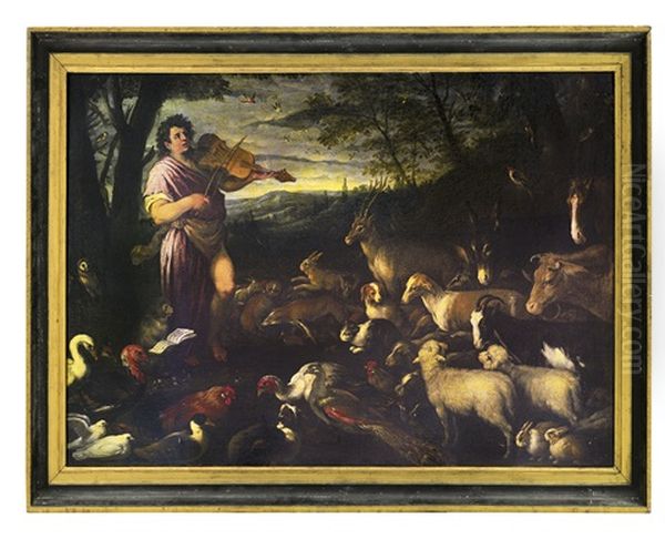 Orfeo Incanta Gli Animali Con La Musica Oil Painting by Francesco Bassano