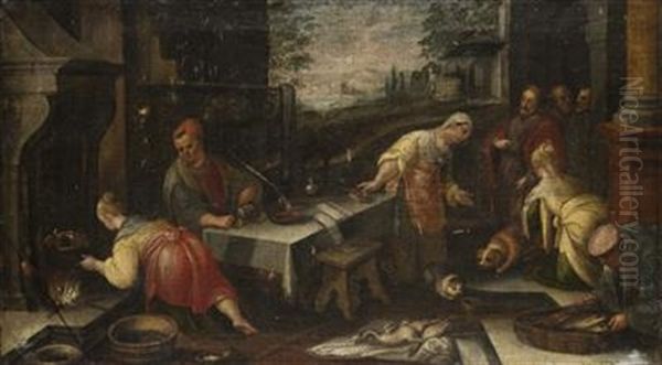 Christ With Mary And Martha by Francesco Bassano