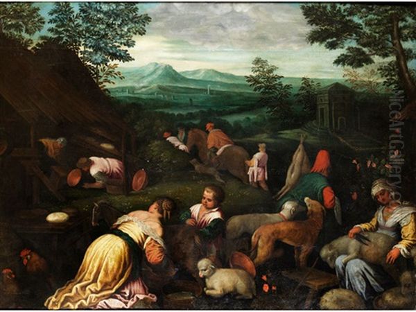 Alltag Auf Dem Land (in Collab W/bassano School) Oil Painting by Francesco Bassano