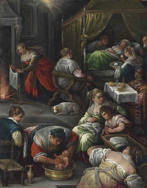 The Birth Of The Virgin Oil Painting by Francesco Bassano