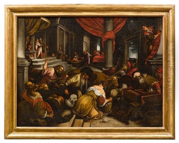 Le Christ Chasse Les Marchands Du Temple Oil Painting by Francesco Bassano