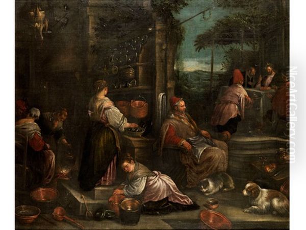 Jesus Speist Mit Seinen Jungern In Emmaus Oil Painting by Francesco Bassano