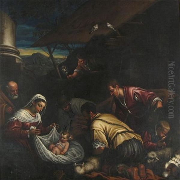 Adoration Of The Shepherds Oil Painting by Gerolamo da Ponte Bassano