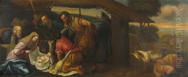 Adoration Of The Shepherds Oil Painting by Gerolamo da Ponte Bassano