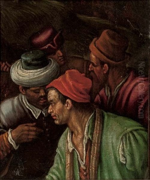 Four Men Conversing Oil Painting by Gerolamo da Ponte Bassano