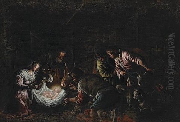 The Adoration Of The Shepherds Oil Painting by Gerolamo da Ponte Bassano