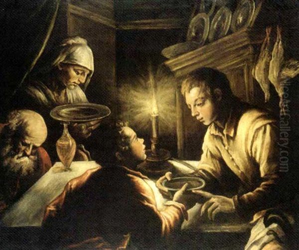 Jacob Et Esau Oil Painting by Gerolamo da Ponte Bassano