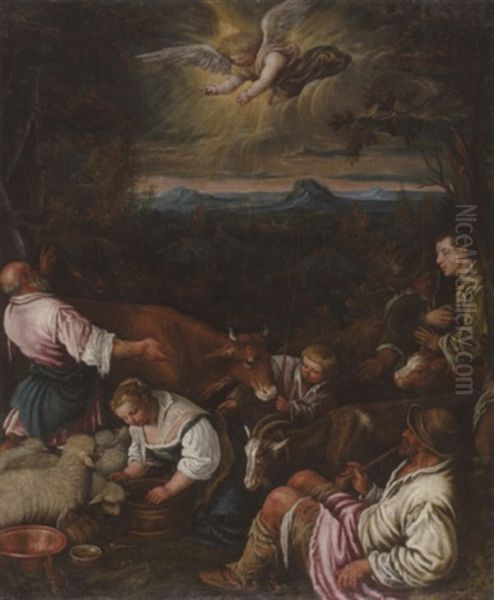 The Annunciation To The Shepherds Oil Painting by Giambattista da Ponte Bassano