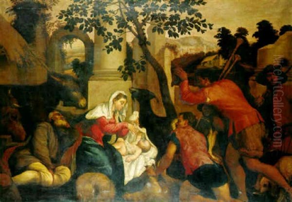 The Adoration Of The Shepherds Oil Painting by Giambattista da Ponte Bassano