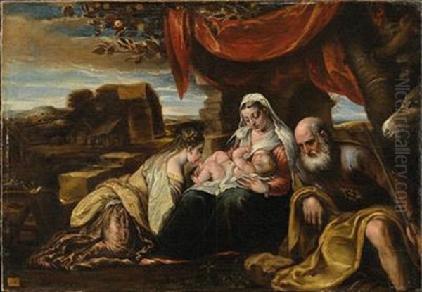 The Mystical Marriage Of Saint Catherine by Jacopo dal Ponte Bassano