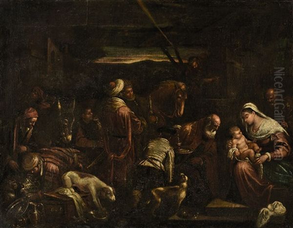 Die Anbetung Der Heiligen Drei Konige Oil Painting by Jacopo dal Ponte Bassano