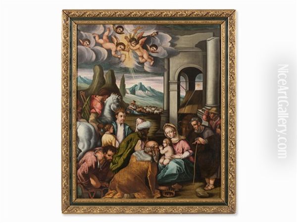 Adoration Of The Magi Oil Painting by Jacopo dal Ponte Bassano