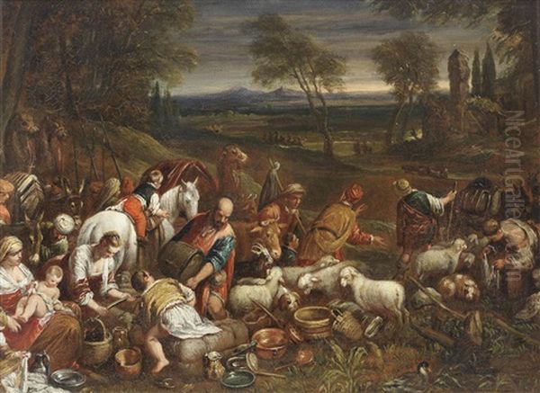 The Departure For Canaan Oil Painting by Jacopo dal Ponte Bassano