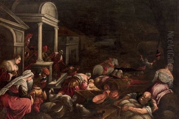 Expulsion De Los Mercaderes Oil Painting by Jacopo dal Ponte Bassano