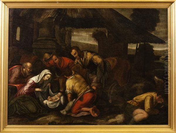 Nativite Ou Adoration De Bergers Oil Painting by Jacopo dal Ponte Bassano