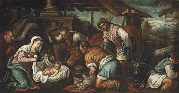 The Adoration Of The Shepherds Oil Painting by Jacopo dal Ponte Bassano