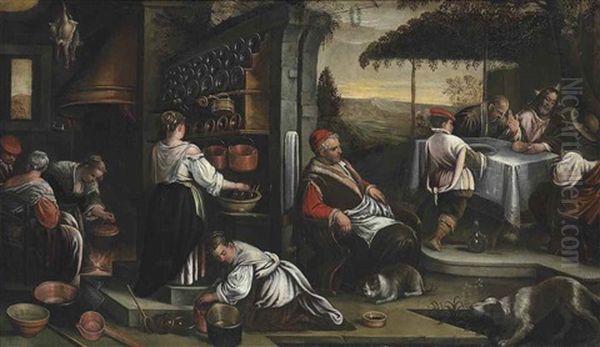 The Supper At Emmaus Oil Painting by Jacopo dal Ponte Bassano