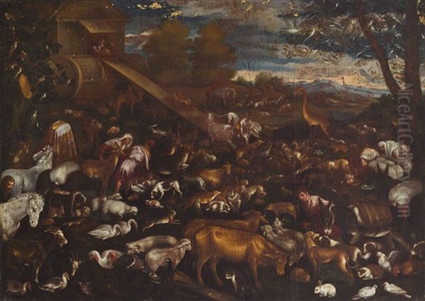 Einzug Der Tiere Auf Die Arche Noah Oil Painting by Jacopo dal Ponte Bassano