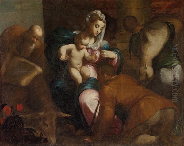 The Adoration Of The Shepherds Oil Painting by Jacopo dal Ponte Bassano