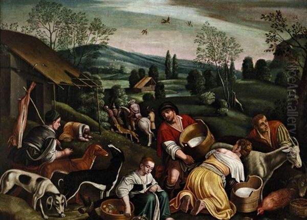 Vier Jahreszeiten (4 Works) Oil Painting by Jacopo dal Ponte Bassano