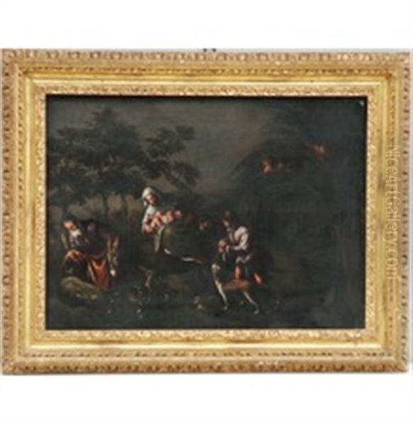 Fuga In Egitto Oil Painting by Jacopo dal Ponte Bassano