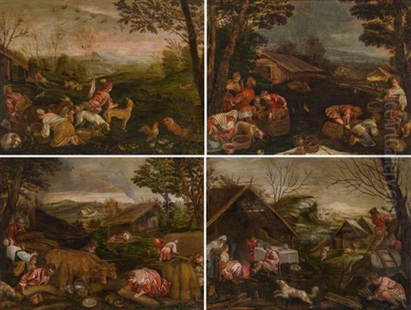 Vier Jahreszeiten (set Of 4) Oil Painting by Jacopo dal Ponte Bassano