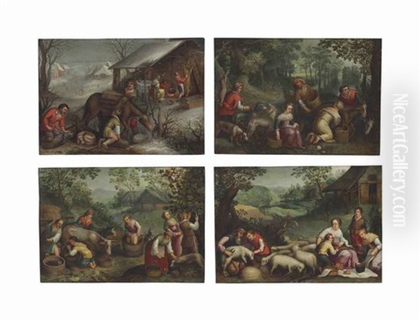 The Four Seasons Oil Painting by Jacopo dal Ponte Bassano