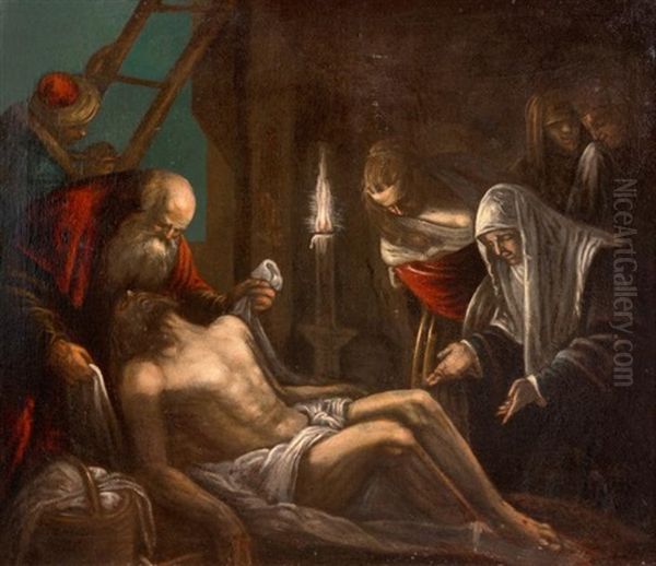 La Deposition Du Corps Du Christ Oil Painting by Jacopo dal Ponte Bassano