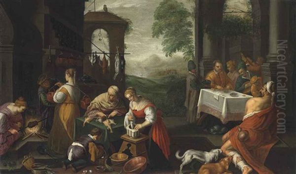 The Rich Man And Lazarus Oil Painting by Jacopo dal Ponte Bassano