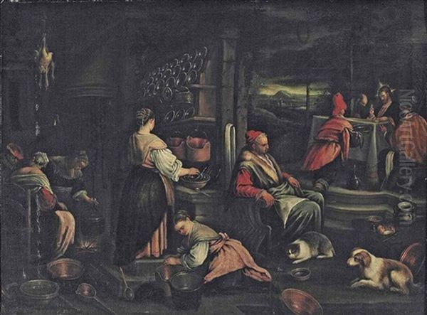 The Supper At Emmaus Oil Painting by Jacopo dal Ponte Bassano