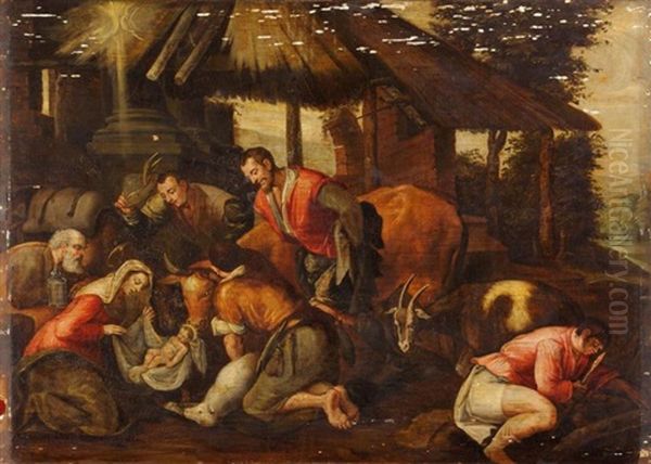 Nativite Oil Painting by Jacopo dal Ponte Bassano