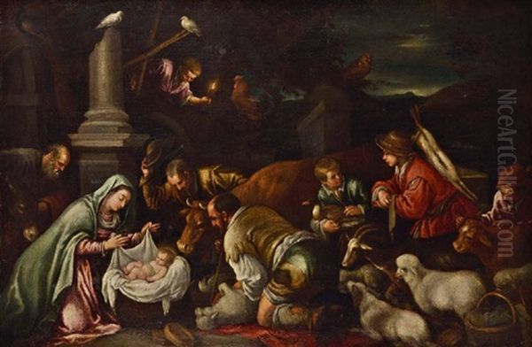 Anbetung Der Hirten Oil Painting by Jacopo dal Ponte Bassano