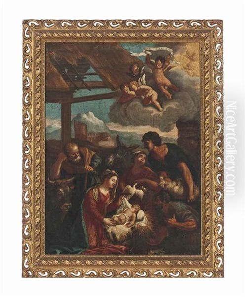 The Adoration Of The Shepherds Oil Painting by Jacopo dal Ponte Bassano