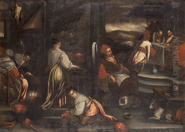 Cena In Emmaus Oil Painting by Jacopo dal Ponte Bassano