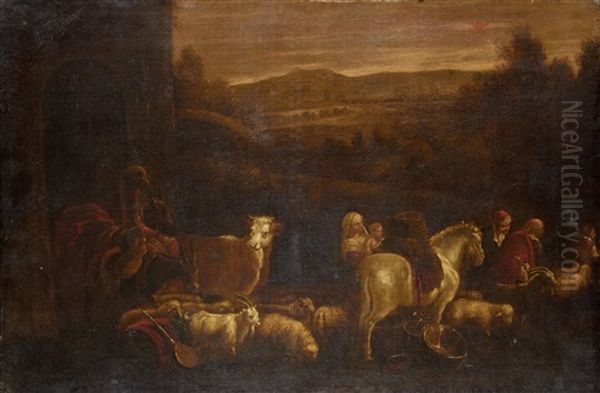 The Flight Into Egypt Oil Painting by Jacopo dal Ponte Bassano